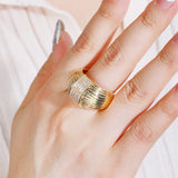 Golden Finger Rings CZ Micro Paved Rhinestone