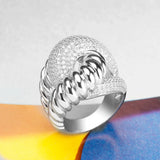 BrideTalk Bold Statement Rings with Zirconia Stones Women Engagement Jewelry