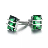 Men French Shirts Cuff Links Silvery Green Crystal Cufflink