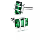 Men French Shirts Cuff Links Silvery Green Crystal Cufflink