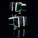 Men French Shirts Cuff Links Silvery Green Crystal Cufflink