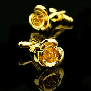 Men French Shirts Cuff Links Rose Flower Cufflinks
