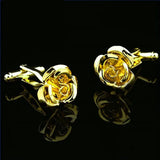 Men French Shirts Cuff Links Rose Flower Cufflinks