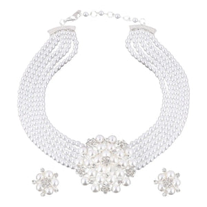 Rhinestone Jewelry Set for Women - Necklace Stud Set for Valentines Birthday