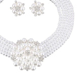 Rhinestone Jewelry Set for Women - Necklace Stud Set for Valentines Birthday