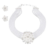Rhinestone Jewelry Set for Women - Necklace Stud Set for Valentines Birthday