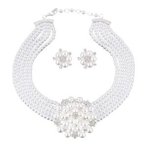 Rhinestone Jewelry Set for Women - Necklace Stud Set for Valentines Birthday