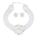 Rhinestone Jewelry Set for Women - Necklace Stud Set for Valentines Birthday