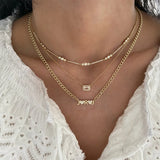 Bridesmaids Alphabet Necklace 18K Plated Chain with Diamond Heart Alphabet
