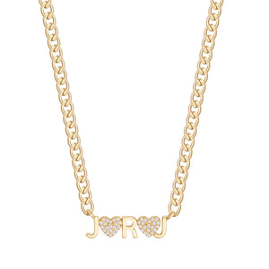 Bridesmaids Alphabet Necklace 18K Plated Chain with Diamond Heart Alphabet