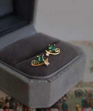 Fireflies and Stars Emerald Earrings Retro Silver Accessories