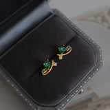 Fireflies and Stars Emerald Earrings Retro Silver Accessories