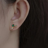 Fireflies and Stars Emerald Earrings Retro Silver Accessories
