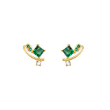 Fireflies and Stars Emerald Earrings Retro Silver Accessories
