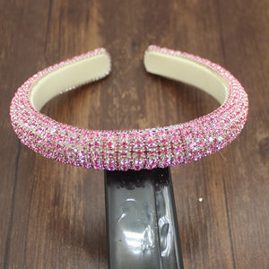 Pink Rhinestone Crystal Headband for Women Party Sparkle Hairband