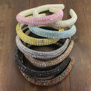 Pink Rhinestone Crystal Headband for Women Party Sparkle Hairband