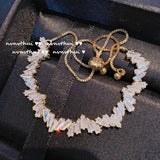 Colorful Gemstone Bracelet 18K Plating Rhinestone Zircon Open-Ended