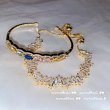 Colorful Gemstone Bracelet 18K Plating Rhinestone Zircon Open-Ended
