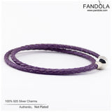 Bright Purple Leather Bracelets For Women 925 Sterling Silver Charm Bracelet