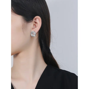 925 Sterling Silver Daisy Earrings Retro Style