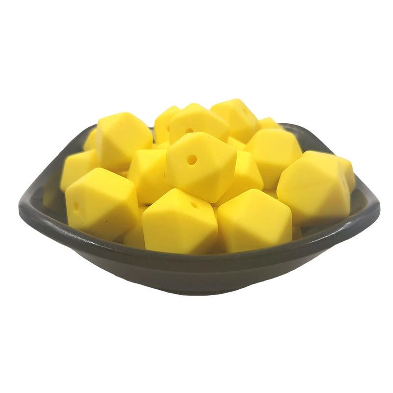 Yellow Hexagon Silicone Bead 14mm for DIY Craft