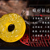 Green Jade Double Mink Pendant Necklace for Couples Life Year Amulet