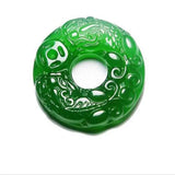 Green Jade Double Mink Pendant Necklace for Couples Life Year Amulet