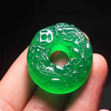 Green Jade Double Mink Pendant Necklace for Couples Life Year Amulet