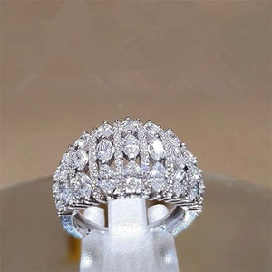 Paved CZ Stone Silver Bridal Rings for Wedding Party