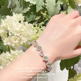 Candy Crystal Zircon 925 Stamp Bangle - Wedding Bridal Jewelry