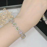 Candy Crystal Zircon 925 Stamp Bangle - Wedding Bridal Jewelry