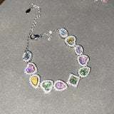 Candy Crystal Zircon 925 Stamp Bangle - Wedding Bridal Jewelry