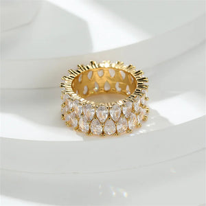 Pear Cut Zircon Stone Ring Wedding Bands Engagement Rings Christmas Jewelry