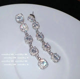 Geometric Square Gem Earrings Star Zircon Tassel Jewelry