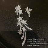 Geometric Square Gem Earrings Star Zircon Tassel Jewelry