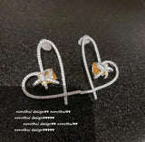 Geometric Square Gem Earrings Star Zircon Tassel Jewelry