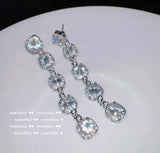Geometric Square Gem Earrings Star Zircon Tassel Jewelry