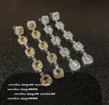 Geometric Square Gem Earrings Star Zircon Tassel Jewelry