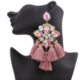 Crystal Drop Earrings Tassel Dangle Jewelry for Women
