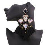 Crystal Drop Earrings Tassel Dangle Jewelry for Women