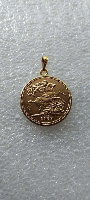 1968 British Coin Pendant Necklace