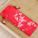 Brocade Plum Blossom Pattern Pencil Case Drawstring Cloth Bag