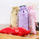 Brocade Plum Blossom Pattern Pencil Case Drawstring Cloth Bag