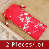 Brocade Plum Blossom Pattern Pencil Case Drawstring Cloth Bag