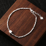 S925 Sterling Silver Square Bracelet with Irregular Cut