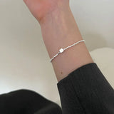 S925 Sterling Silver Square Bracelet with Irregular Cut