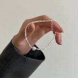S925 Sterling Silver Square Bracelet with Irregular Cut