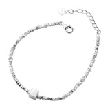 S925 Sterling Silver Irregular Cut Square Bracelet