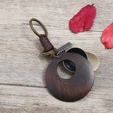 Baseball Cap Wood Round Charm Keychain