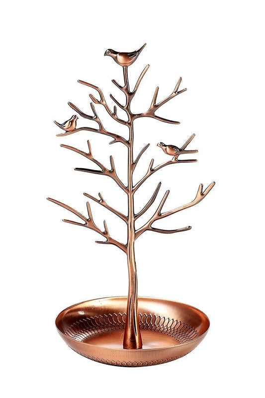 Bronze Birds Tree Stand Jewelry Display Organizer Rack Tower